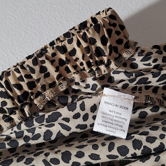 🔥 SALE LEOPARD ANIMAL PRINT SHEER GAUZE PEPLUM FLOATY FLARED MINI SKIRT XXL - Picture 10 of 12